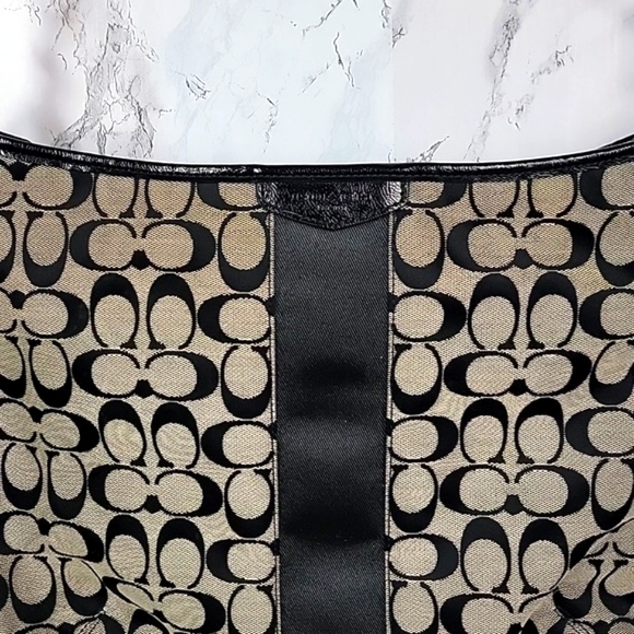 Vintage Authentic Coach Luxury Canvas Shoulder/ Crossbody Purse/Bag Black/Grey - Picture 2 of 16